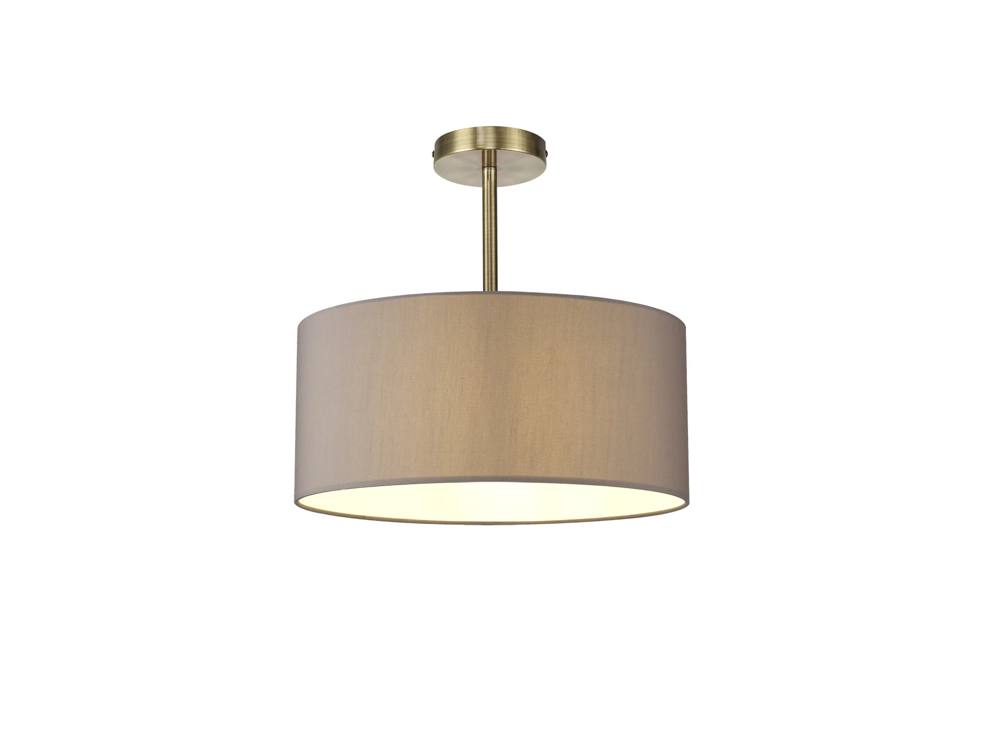 DK0174  Baymont 40cm Semi Flush 1 Light Antique Brass; Grey